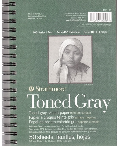 Strathmore tekenblok toned grey 14x21cm