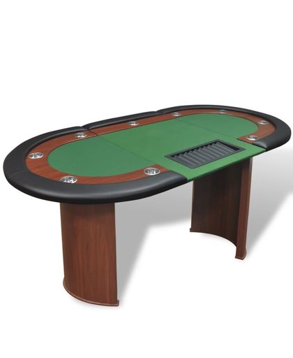 vidaXL Pokertafel voor 10 personen met dealervak en fichebak groen