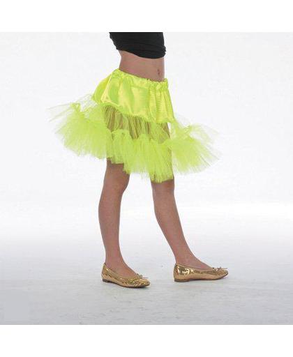 Feestkleding Petticoat lang neon fluor geel meisje Maat 128