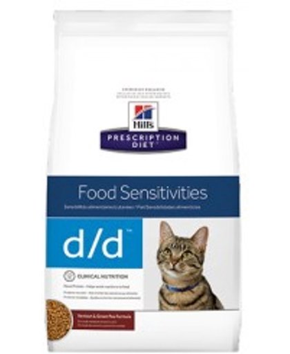 Hill's Prescription Diet Feline D/D Food Sensitivities - Hertevlees & Groene Erwten - Kattenvoer - 1,5 kg