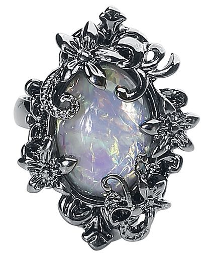 Blackheart White Opal Ring zilverkleurig