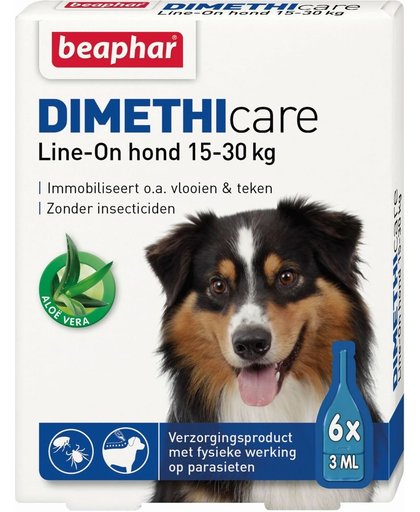 Beaphar dimethicare line-on hond tegen vlooien en teken 15-30 kg 6 pip 3 ml