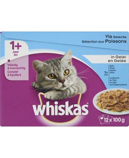 Whiskas - Junior - Vis en Vlees Selectie - Gelei - multipack - 12*100g