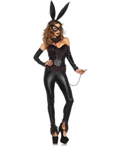 Sexy zwarte konijn kostuum voor vrouwen  - Verkleedkleding - Small