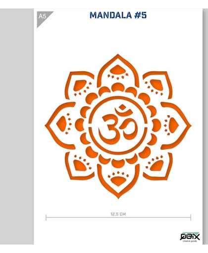 A5 Mandala Sjabloon - Karton Stencil - Mandala diameter is 12.5cm