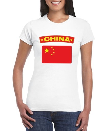 China t-shirt met Chinese vlag wit dames - maat M