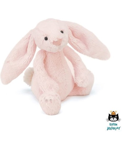 Jellycat Bashful Pink Bunny Rattle, roze konijn rammelaar