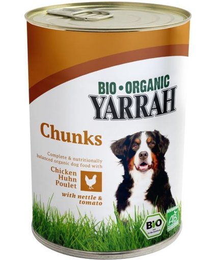 Yarrah dog blik brokjes kip in saus met brandnetel en tomaat hondenvoer 820 gr