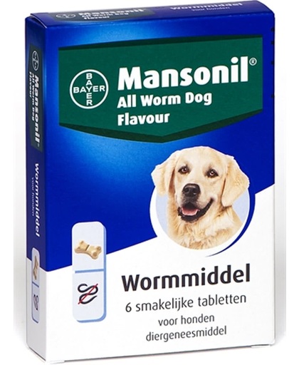Mansonil All Worm Dog Ontworming - Hond - 6 tabletten