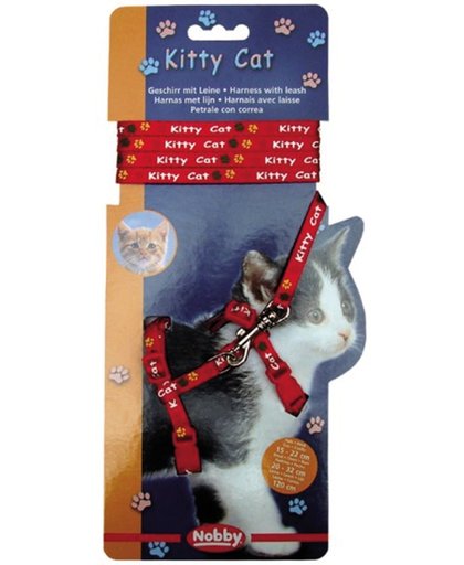 Nobby tuig met lijn kitty met kitty cat opdruk rood - 1 st