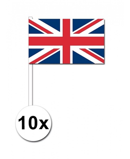 10 zwaaivlaggetjes Verenigd Koninkrijk 12 x 24 cm