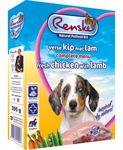 Renske Vers Vlees - Hondenvoer Puppy - 10 Kuipjes x 395 g