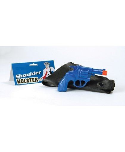 Detective pistool met holster blauw 22 cm -  carnaval nep pistolen