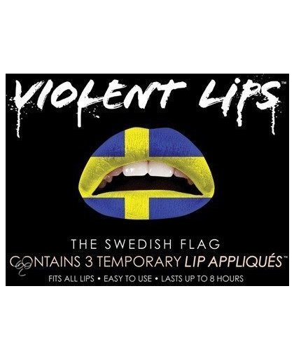 Zweden lip tattoo met Zweedse vlag