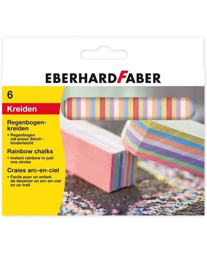 stoepkrijt Eberhard Faber regenboog 6 kleuren in kartonnen etui
