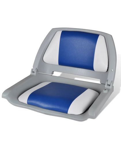 Opklapbare bootstoel met blauw-wit kussen 41 x 51 x 48 cm