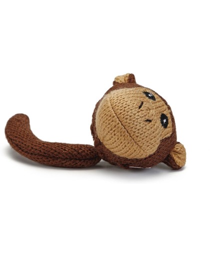 Beeztees Monkey Wollen Sok - Kattenspeelgoed - Bruin - 9 cm