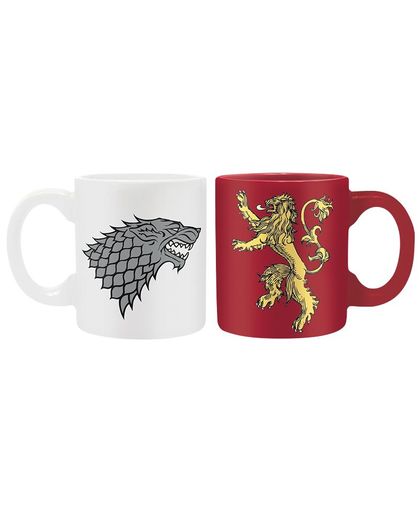 Game of Thrones Stark & Lannister - Set Espressokopjes Mokkenset wit-rood