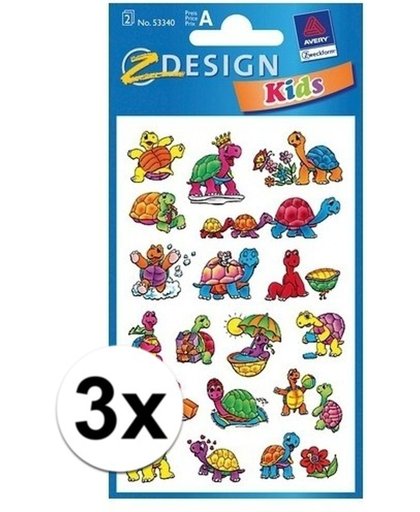 3x Schildpad stickers 2 vellen - kinder stickers