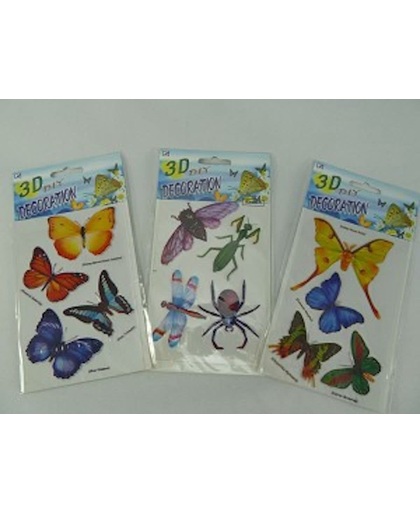 3d decoration assortie:vlinders en insecten per 3 pakjes