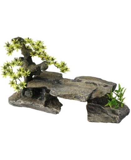 Aquariumdecoratie bonsai steen met planten