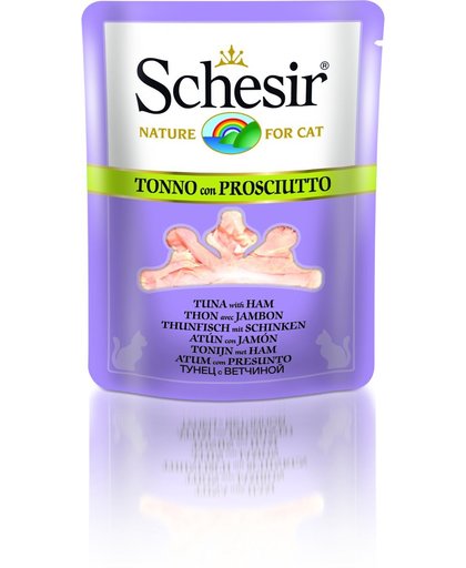Schesir - Kat - Natvoer - Pouch - Tonijn & Ham - 20 zakjes van 70 gram