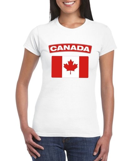 Canada t-shirt met Canadese vlag wit dames - maat L