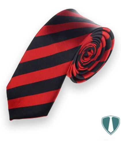 Skinny stropdas zwart/rood gestreept