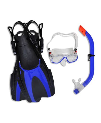 vidaXL Diving Set Snorkel Fins Lens Blue for Kids 35 - 37