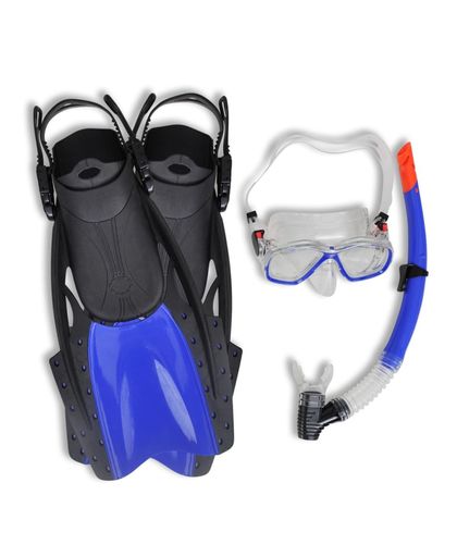 vidaXL Diving Set Snorkel Fins Lens Blue for Adults 42 - 46