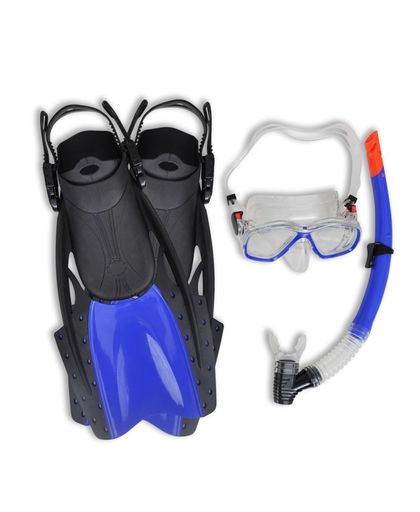 vidaXL Diving Set Snorkel Fins Lens Blue for Adults 38 - 41