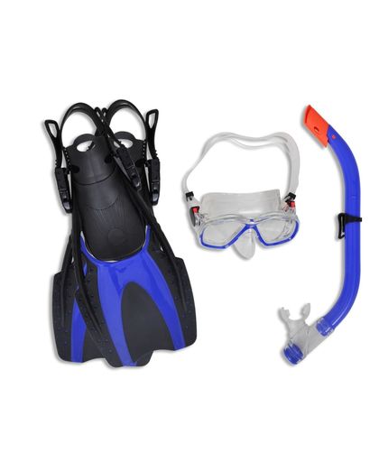 vidaXL Diving Set Snorkel Fins Mask Blue for Kids 30 - 34