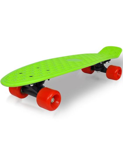 Retro pennyboard met groene bovenkant en rode wielen 6,1&#34;
