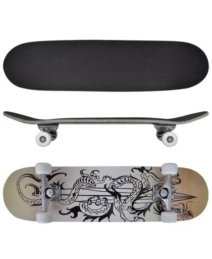 vidaXL Ovaal skateboard met draken design 9-laags esdoorn hout 8"
