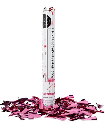 relaxdays confetti kanon roze - party popper 40 cm - shooter voor geboorte - confettitube