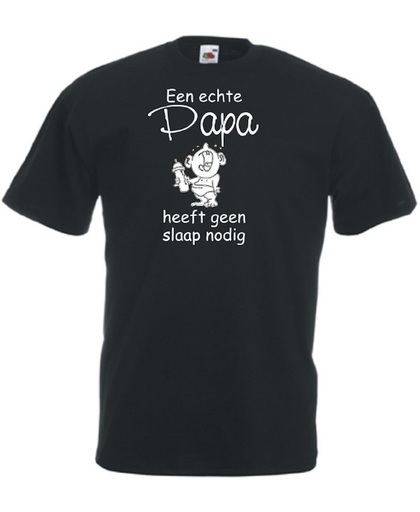 Mijncadeautje Unisex T-shirt zwart (maat L) Een echte papa heeft geen slaap nodig