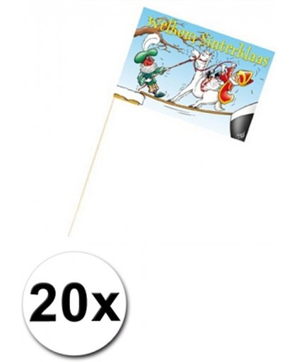 20 Welkom Sinterklaas zwaaivlaggetjes 27 x 17 cm