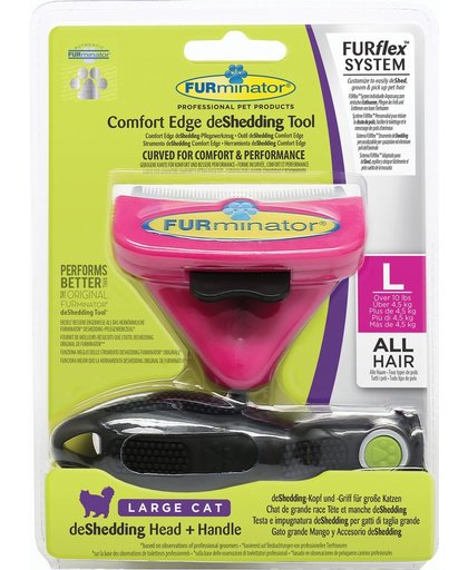 Furminator Furflex Cat Deshedding Tool Inclusief Handvat 13.5x4.5x18 cm Roze Alle Haartype Large