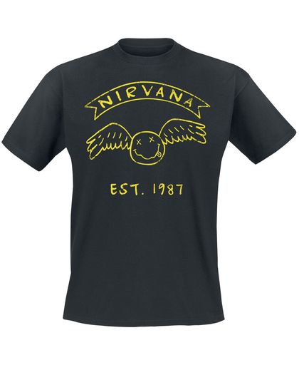 Nirvana Smiley Wings Est. &apos;87 T-shirt zwart