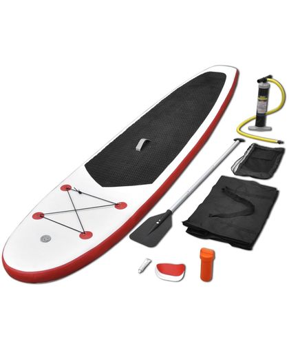vidaXL Stand up paddle board opblaasbaar met accessoires rood en wit