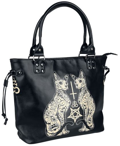 Banned Esoteric Cat Bag Handtas zwart-wit