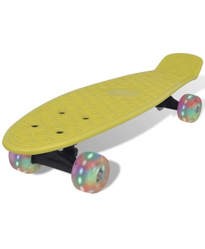vidaXL Yellow Retro Skateboard with LED Wheels