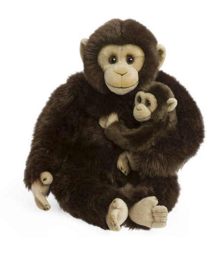 Wereld Natuur Fonds WNF Knuffel Chimpansee moeder en kind 30 cm