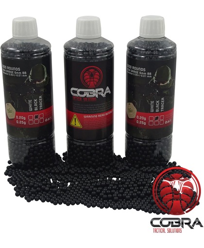Cobra Tactical Solutions Airsoft BB's 0.20g 6mm - 3000BBs - Bio - zwart