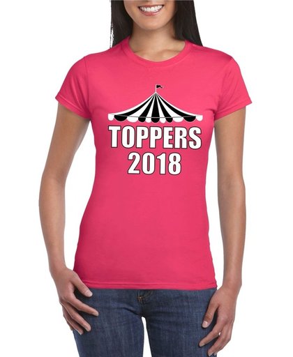 Toppers 2018 shirt roze met witte letters voor dames - Toppers dresscode 2018 L