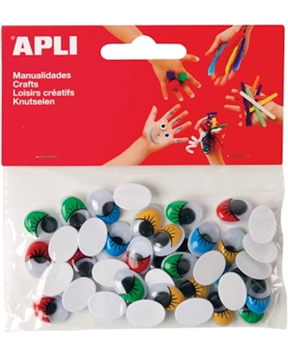 ApliKids knutseloogjes zelfklevend gekleurd ovaal 40 stuks