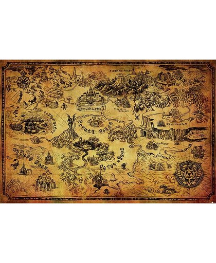 The Legend Of Zelda Hyrule Map Poster meerkleurig