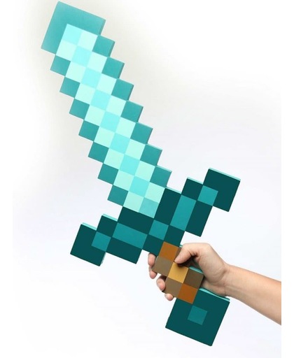 Minecraft Pixel Foam - Diamond Zwaard Blauw 60cm