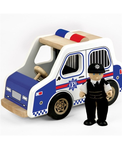 Tidlo Politiewagen Hout 11 X 25 X 14 Cm Blauw