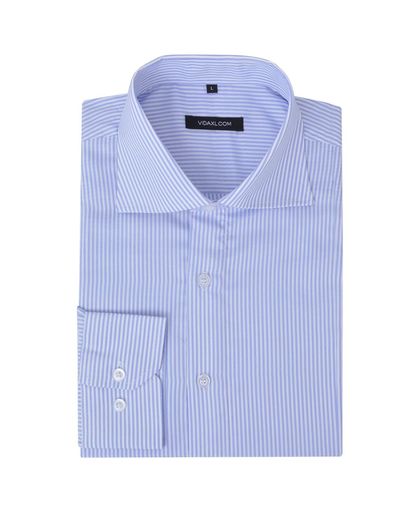vidaXL Zakelijk overhemd heren wit en lichtblauw gestreept maat S